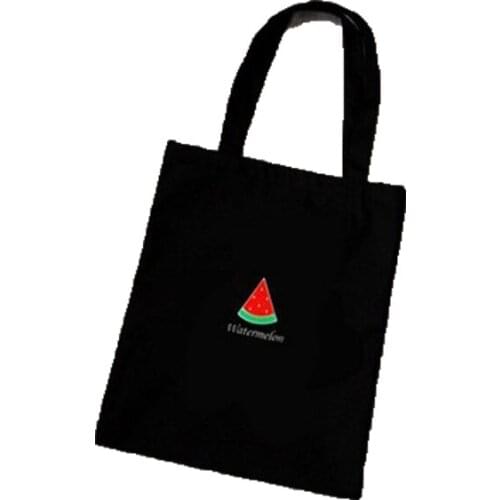 8PCS / LOT Women Shopping Bag Eco Fashion Big Capacity Fruit Printing Tote Storage Bag Casual Girls Simple Canvas Handbag