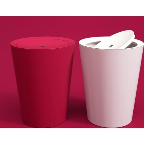 9L Plastic Flip Trash Can Compost Garbage Bin Rubbish Waste Container Bathroom Kitchen Living Room Decoration Organizer