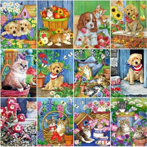 EverShine Diamond Painting Cartoon Dog Full Drill Square 5D Diamond Embroidery Animal Cross Stitch Mosaic Rhinestones Home Decor