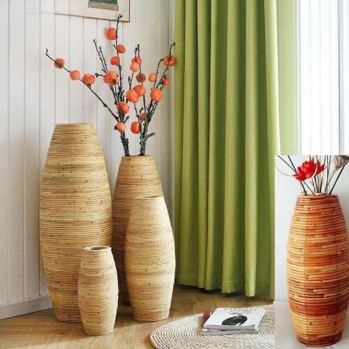 Large Vase Home Decor Antique Bamboo Floor Vase Living Room Decoration Big Vase FloorHome Art Flower Pot Rustic 1501420