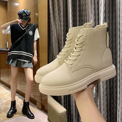 Martin Boots 2021 Winter Round Toe Short Tube Fashion Double Zipper Low Heel Women Casual Short Boots Women Shoes