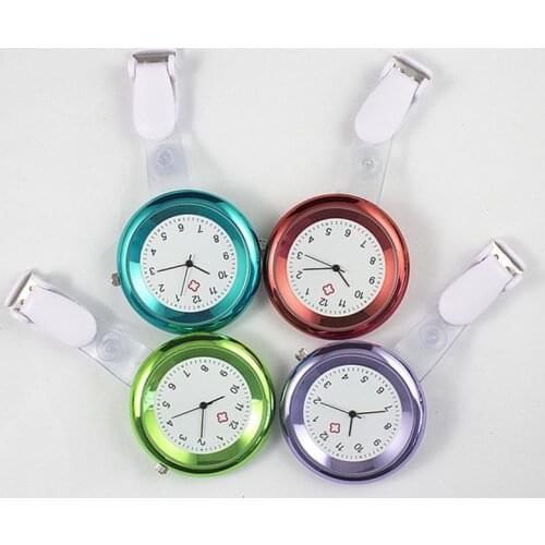 10pcs/lot new fashion trend colourful clip nurse doctor FOB pocket watches unisex women ladies mens alloy hang gift watches