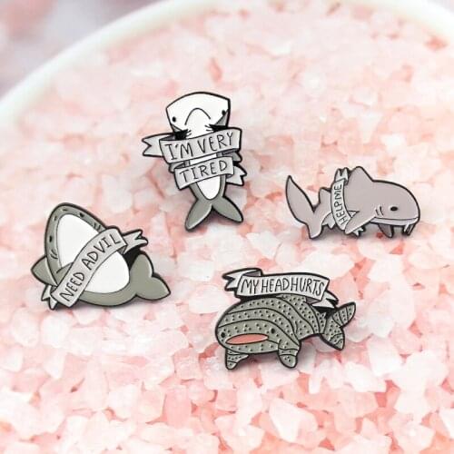 Four shark suits, gray series, cute brooch, give children gifts to enhance the protection awareness of marine natural creatures