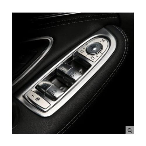 For Mercedes Benz New C Class W205 GLC Car-styling cover trim window lift button switch sequin stainless steel interior Bright