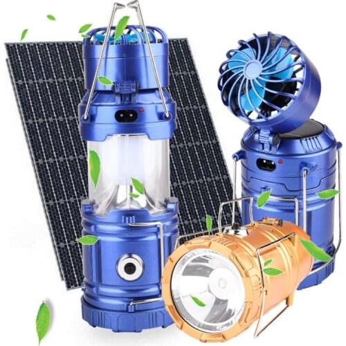 HOT LED Solar Outdoor Camping Fishing Tent Lamp Portable Light Lantern Torch with Fan NDS