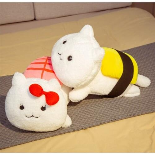 45cm Cute Cat With Sushi Plush Toys Stuffed Lovely Lifelike Animals Pillow Doll For Girls Kids Friends Birthday Gifts