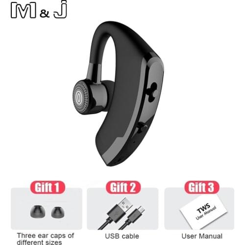 M&J V9 Handsfree Business Bluetooth Headphone With Mic Voice Control Wireless Bluetooth Headset For Drive Noise Cancelling