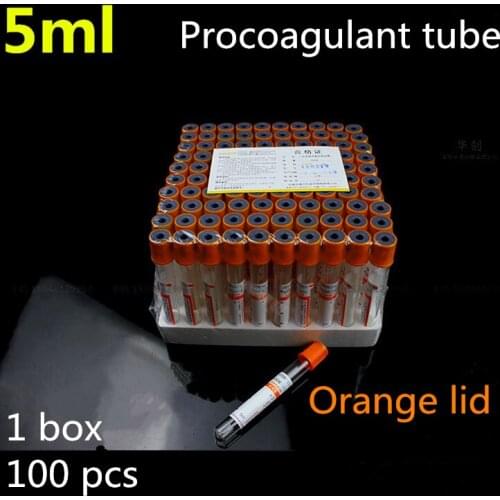 Medical Disposable Vacuum blood vessel Procoagulant tube 5ml orange cap anticoagulant biochemical tube orange lid Laboratory