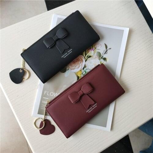 Fashion OL ladies long wallet niche design bow folding wallet clutch Ladies wallet