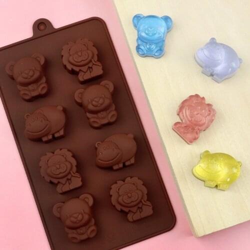Cartoon Cute Bear Kitchen Baking Mold Silicone Cake Decorating Tools Animal Fondant Lion Animal Chocolate Moulds DIY