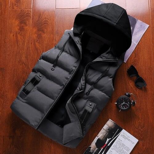 Men Vest New Winter Hooded Sleeveless Jackets Stylish Mens Vest Plus Size Windproof Warm Waistcoat Vest