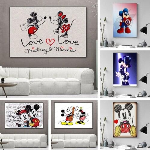 Disney 5D DIY Diamond Painting Cartoon Mickey Minnie Couple Full Drill Square Diamond Embroidery Mosaic Art Home Decor Gift