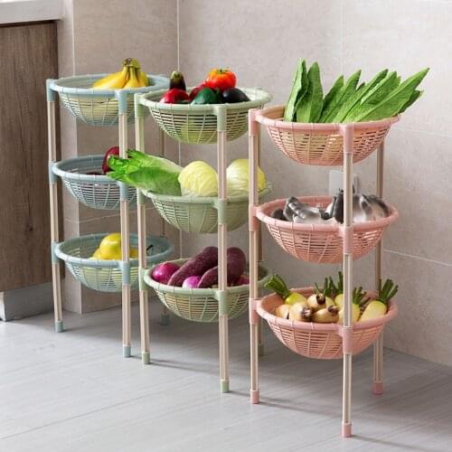New Multi-layer storage shelf floor vegetable basket storage rack kitchen plastic storage basket fruit and vegetable shelf