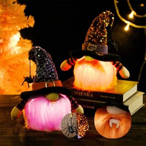 New Creative Spider Vampire Gnome Ornaments Faceless Doll with Lights Halloween Festival Party Christmas Home Desktop Decor