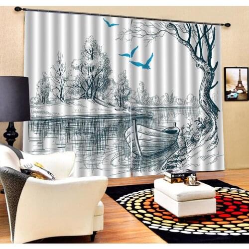 Hand draw curtains Modern Home Decoration Blackout 3D Curtain stereoscopic lifelike personality curtains