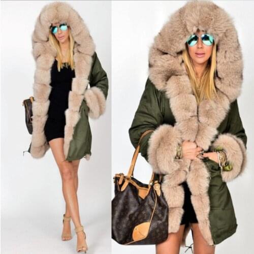 Faux Fur Female Parkas Hoodies Long Coat Plus Size Winter Cotton Fleece Warm Jacket Coat Slim Women New Fashion Hooded Overcoat