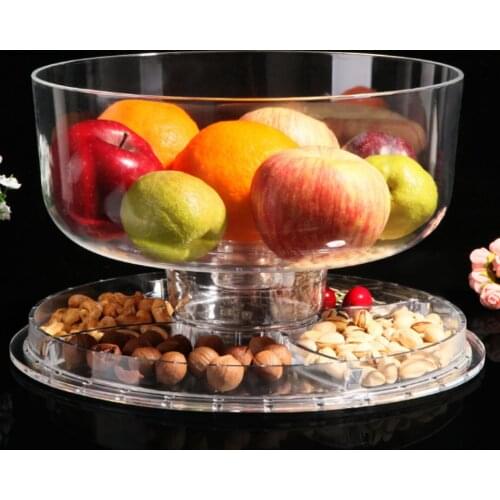 6-in-1 Transparent Acrylic Cake Stand Cake Plate with Dome Multi-Function Serving Platter Salad Bowl Household Kitchen Tool
