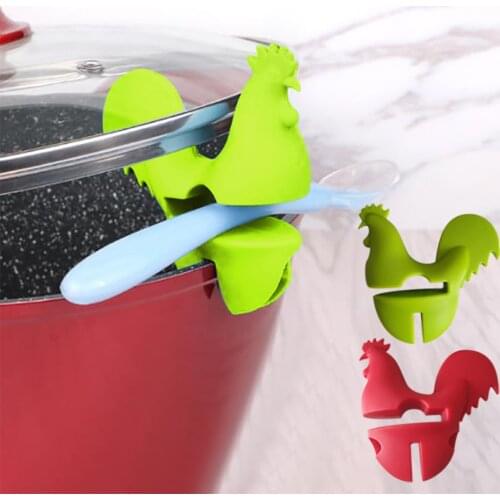 Portable Pot Clips Kitchen Cartoon Silicone Plastic Pot Side Clip Anti-scalding Spoon Holder Support Rack Kitchen Cooking Tools