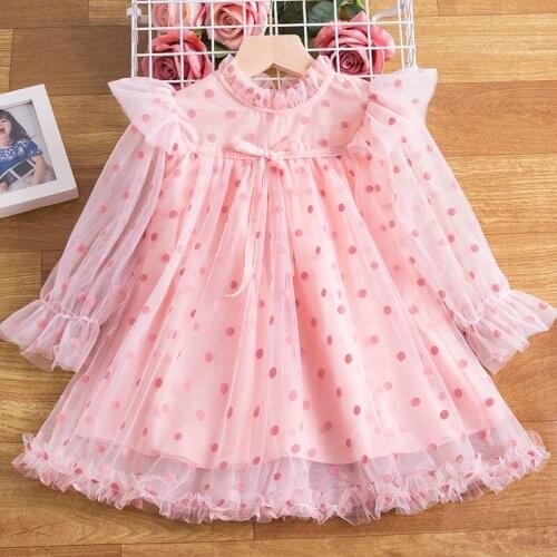 Girls Fall Clothes Dots Ruffle Party Dresses For Wedding Dresses Girls Winter Clothes For Kids Girls Christmas Costumes