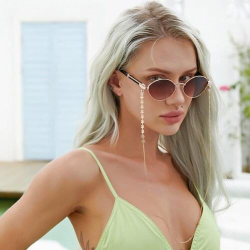 2021 Luxury Oval Sunglasses Women Classic Alloy With Chain Glasses Street Beat Shopping Mirror Vintage Oculos De Sol Gafas UV400