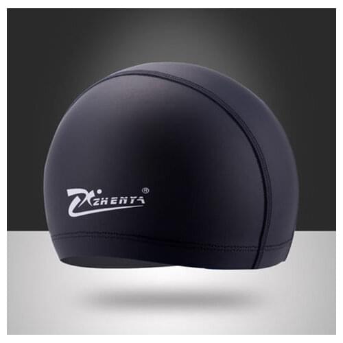 2021Adult Swimming Cap Accessories Elastic Waterproof PU Fabric Men Women Solid Color Protect Ear Long Hair Sports Swim Pool Hat