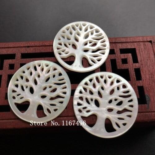 20pcs/lot 17mm 30mm Natural Hollow Life of Tree Mother of Pearl Shell Hollow Tree Mother Pearl Shell MOP for DIY Jewelry