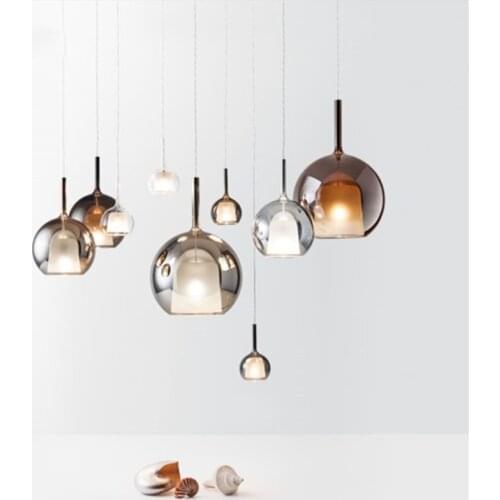 Nordic double glass single pendant lights bedroom bedside aisle bathroom restaurant bar lamps designer hotel hanging lighting