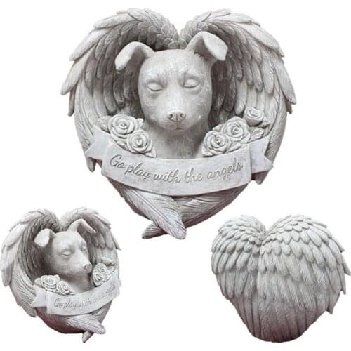 Pets In The Loving Memory Series Statue Resin Dog Sleeping In Angel Wing Decor Angel Wings Cat Dog Statue Cenotaph Decoration