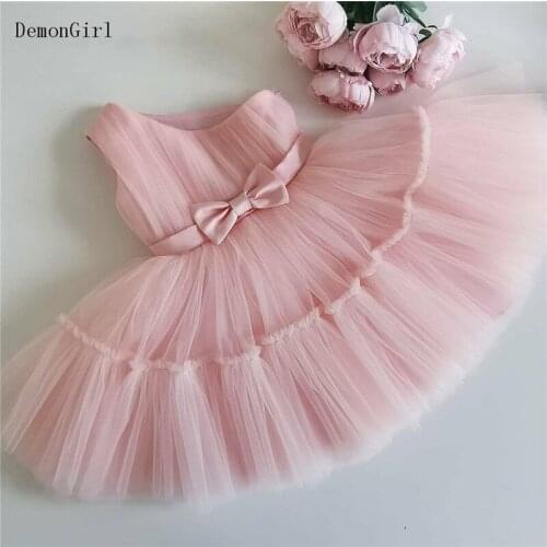 A line Girls Dress Layered Tulle Flower Girl Dress Simple Birthday Dress Baby Girl First Birthday Baptism Gowns