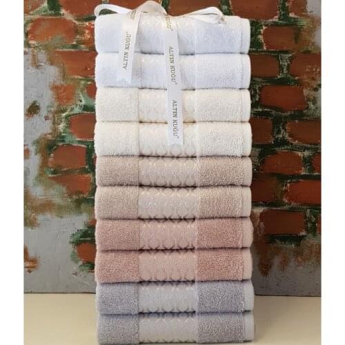 Turkish Pure %100 Cotton Super Absorbent Face Towel Set 10 Pieces 50x80cm Soft 2021 Season White Cream Brown Blue Home Textile