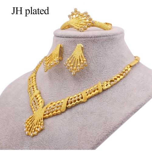 Jewelry sets for women gold necklace earrings Bracelet ring Dubai African Indian bridal gifts wedding set collares jewellery