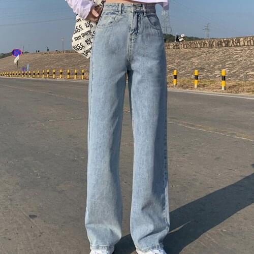 Wide Leg Jeans for Women Bottom Baggy Denim Pants High Waist Full Length Clothing Trousers Vintage Streetwear 2021 New