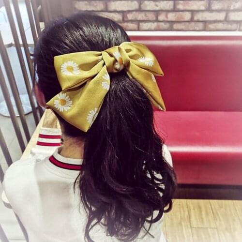 QCOOLJLY Women Girls Cute Big Bow Print Flower Hair Clips Sweet Headband Hair Ornament Hairpins Barrettes Hair Accessories