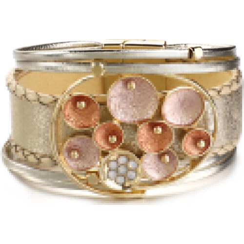 ALLYES Gun Black Metal Charm Bracelets for Women Fashion Rhinestone Leather Wrap Bracelet Bangle Female Jewelry Gifts