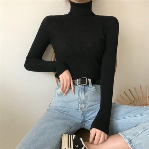 2021 Autumn Winter Thick Sweater Women Knitted Ribbed Pullover Top Sweater Long Sleeve Turtleneck Slim Jumper Soft Warm Sweaters