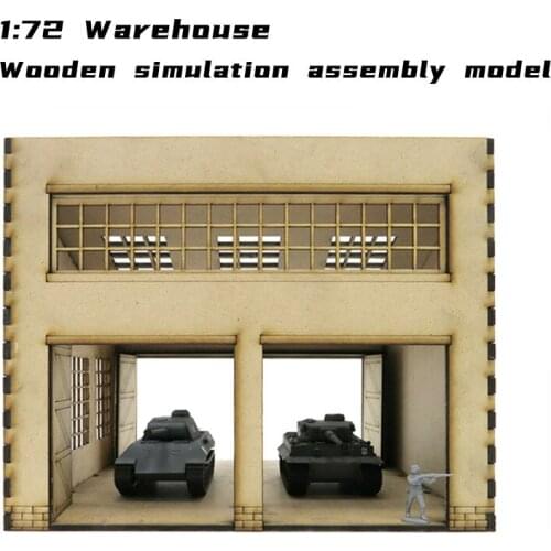 1: 72 World War II Modern Tank Maintenance Factory Combat Vehicle Warehouse Scene Wooden Assembly Model Ornaments