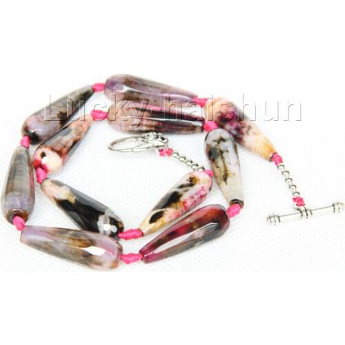 18" 10*30mm faceted drip Multicolor agates beads Strand knotted necklace j9750