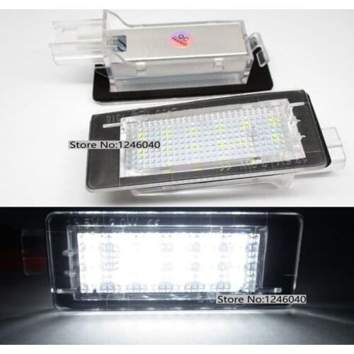 2Pcs Led License Number Plate Light For Dacia Duster 2010~ Xenon white 18SMD