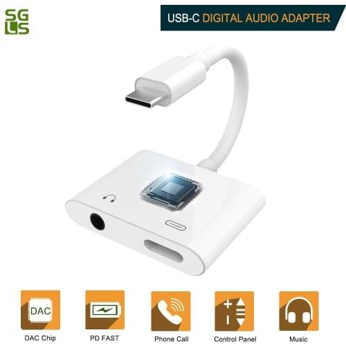 2 in 1 USB C to 3.5mm Aux Stereo Earphone Digital Audio Fast Charge Type C Adapter for iPad Huawei P20 Google Pixel 2 2XL 3 3XL