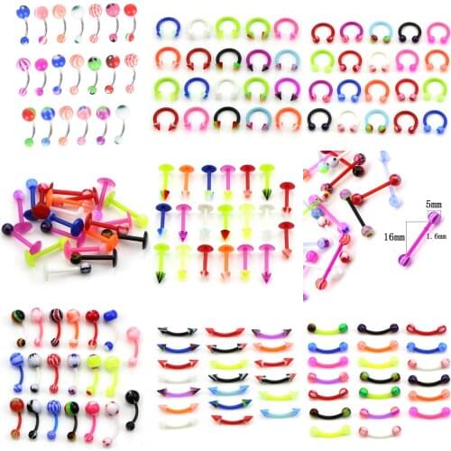 20Pcs Colorful Flexible Mix Color Silicone Belly Piercing Navel Bar Navelpiercing Piercing Nombril Stud Earring