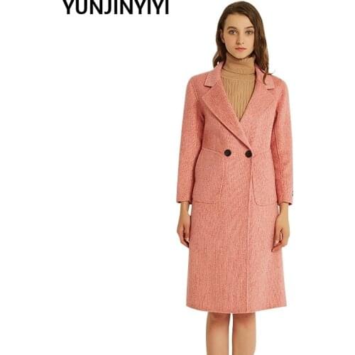 2019 winter lapel casual long-sleeved long womens woolen jacket. Ladies handmade cashmere coat. Womens cashmere coat