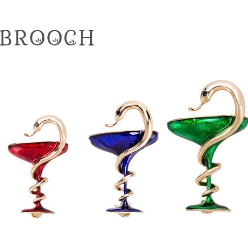 2021 New Korean Version Hot-selling Corsage Rhinestone Enamel Cup Snake Brooches Scarf Collar Pin Foreign for 3 Color Wholesale