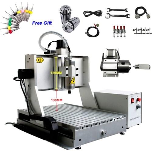 4 Axis CNC 3040 Mini Metal Milling Machine Ball Screw 800W Spindle 3D Engraving with 130mm Z-Axis Stroke