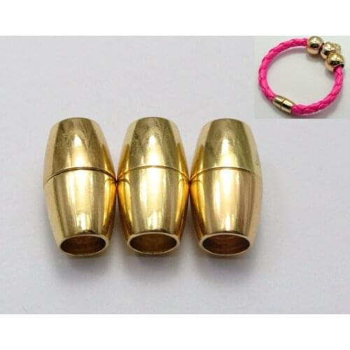 5 Sets Gold Tone Metal Barrel Magnetic Clasps Glue in End Caps Fit 5mm-6mm Cords
