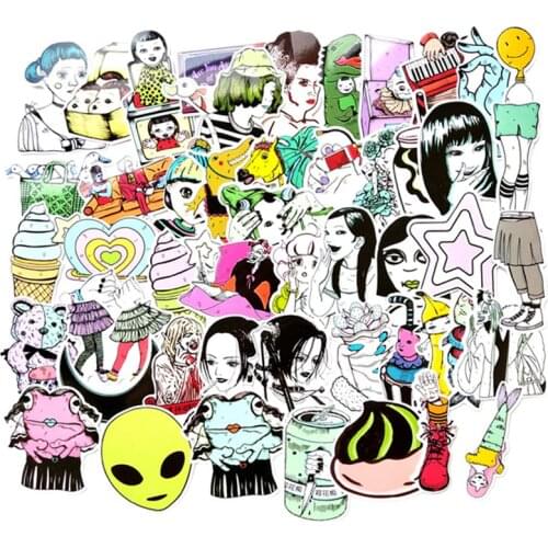 50pcs Horror Comic Fujiang Thriller Cartoon Horror Style Toy Stickers Luggage Trolley Laptop Sticker Doodle Sticker F4