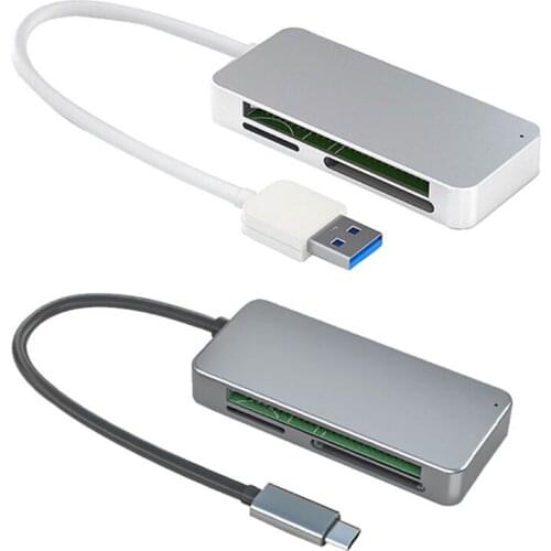 Aluminum 3-Slot Card Reader 3 in 1 USB 3.0/Type-C to CF TF SD Multi-Card Reader Adapter for Linux PC Laptop Phone Tablet 95AF