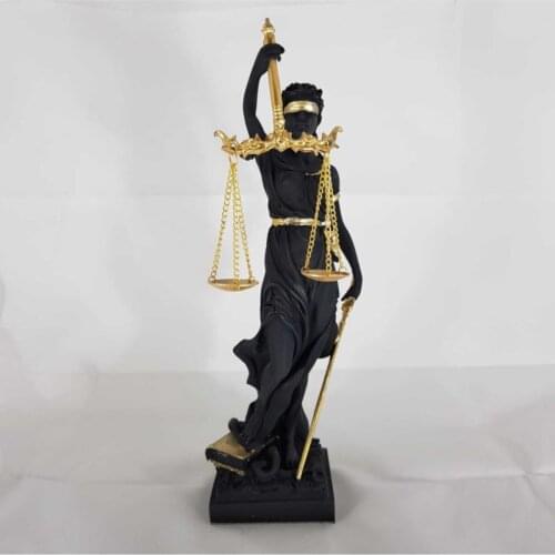 Black decorative justice statue home office accessory special design decoration quality trinket mat living room table