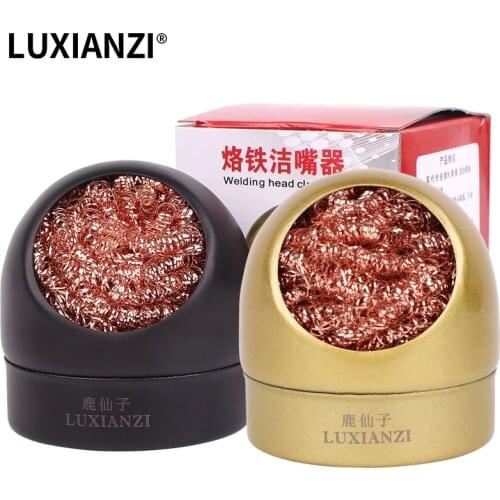 LUXIANZI Cleaning Ball with Holder Desoldering Soldering Iron Mesh Filter Cleaning Nozzle Tip Copper Wire Cleaner Tin Remover