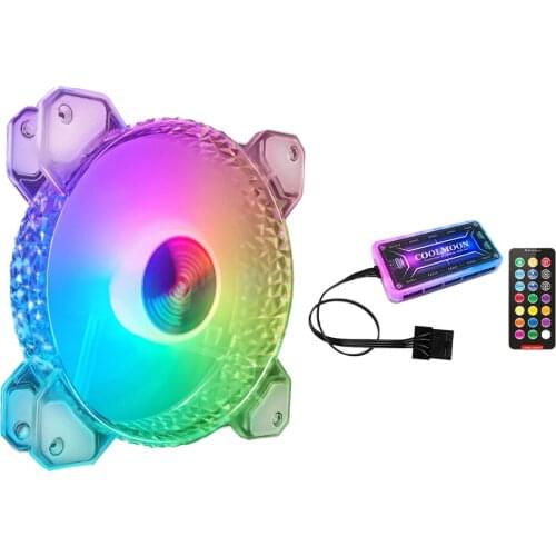 COOLMOON Crystal RGB , 12cm Silent Light-Emitting Cooling Fan for PC