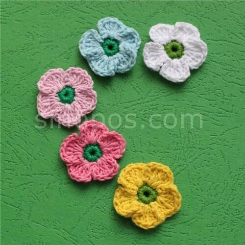 Handmade Crochet Flowers 35mm, quilting scrapbook embellishment DIY fabric clothes shoes blanket cushion bunting hair applique